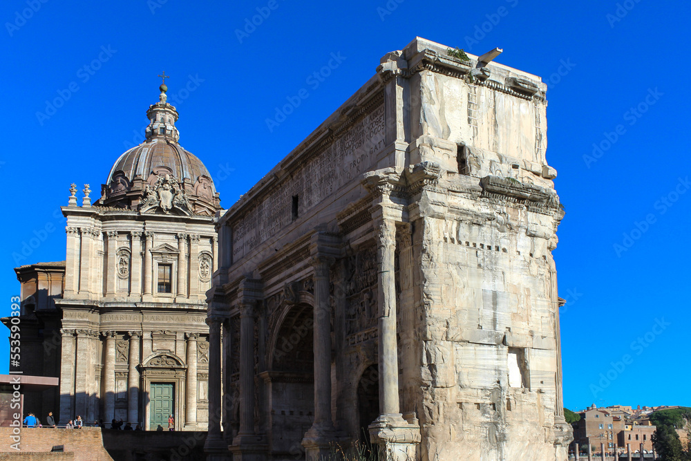 ruins of the roman forum in italy.