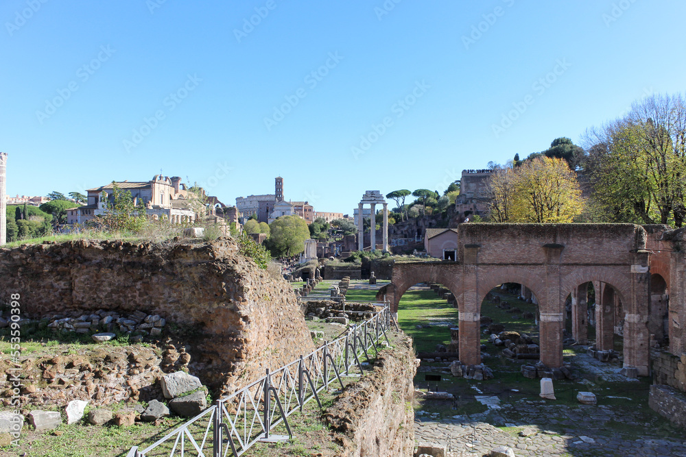 ruins of the roman forum in italy.