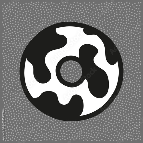 Cow style alphabet with black spots, letter O