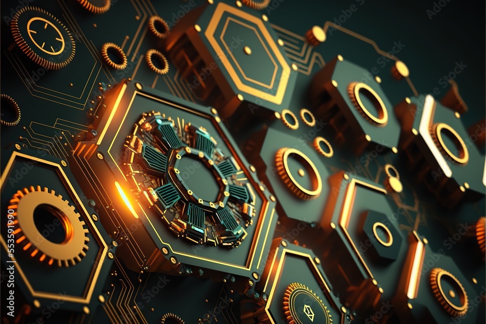 Electronic computer circuit board, abstract technology background.