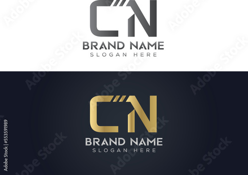 Letter C N typography vector logo design