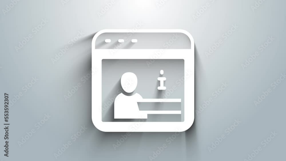 White Information icon isolated on grey background. 4K Video motion graphic animation White Information icon isolated on grey background. 4K Video motion graphic animation