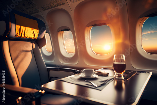 Generative AI illustration of first class in airplane