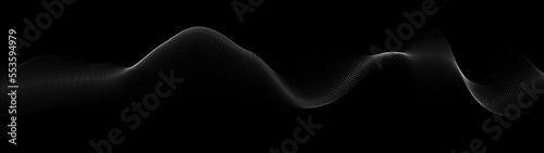 A wave of particles. Abstract dark background with dynamic wave. The concept of technological background. Big data. Vector illustration.