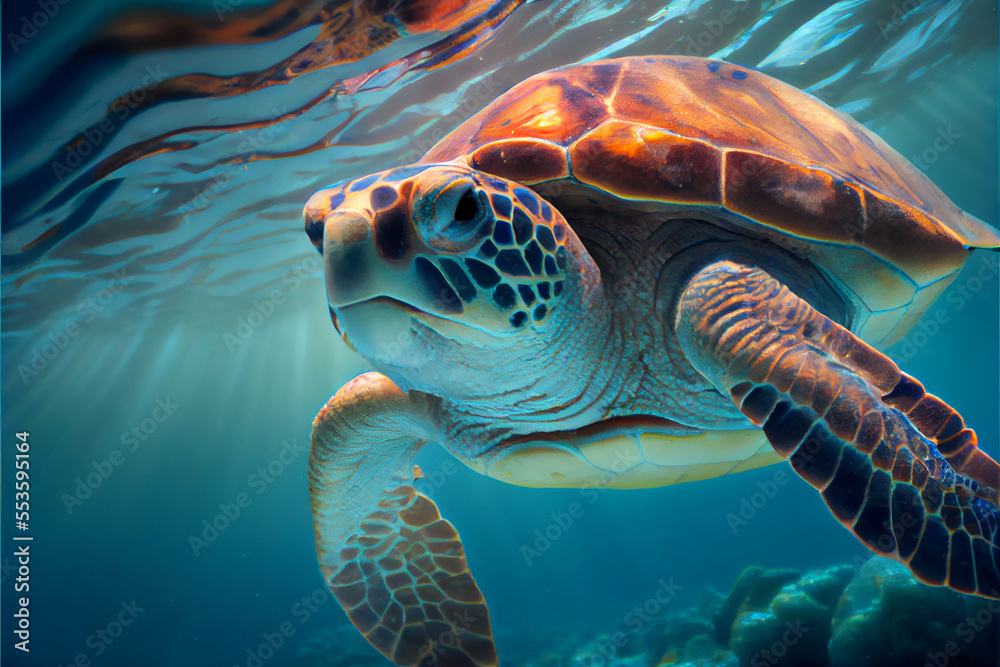 Fototapeta premium Sea turtle swimming