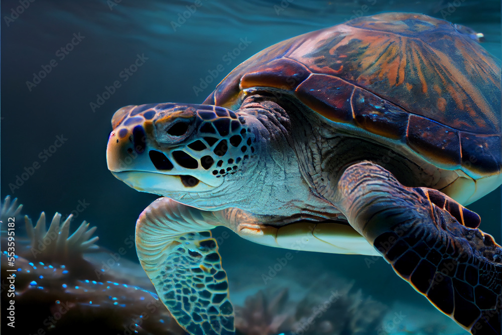 Fototapeta premium Sea turtle swimming