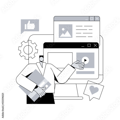 Content aggregator abstract concept vector illustration. Aggregator software, best media content in one place, selected texts for resale, aggregation tools, business model abstract metaphor.