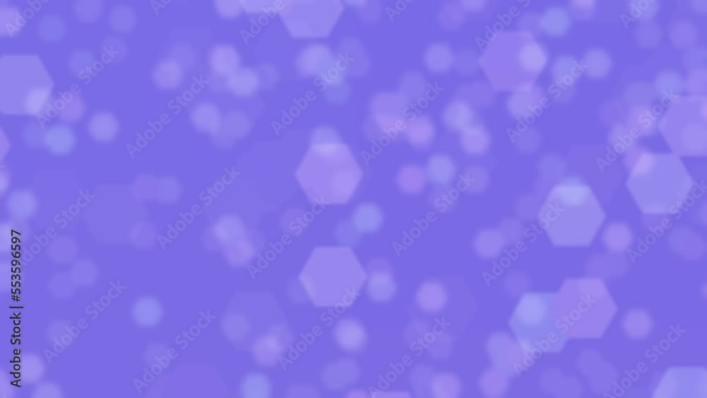 Motion graphics. Abstract blurred light purple background with hexagon shaped spots