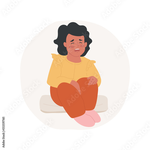 Overly emotional isolated cartoon vector illustration. Whimsy kid screaming and shouting, over emotional child, people psychology, social development, panic face expression vector cartoon.