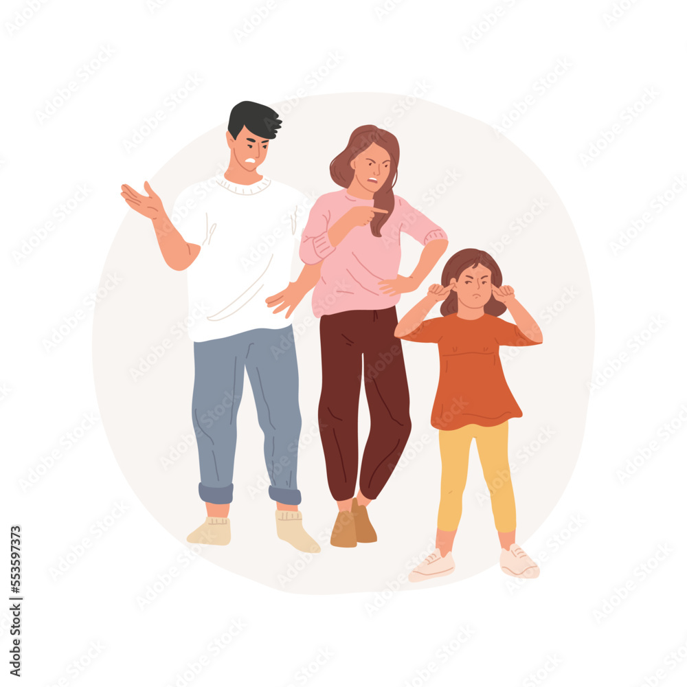 Arguing with parents isolated cartoon vector illustration. Naughty kid not listening to parents and closing ears, psychological health problems, child parent communication vector cartoon. Arguing with parents isolated cartoon vector illustration. Naughty kid not listening to parents and closing ears, psychological health problems, child parent communication vector cartoon.