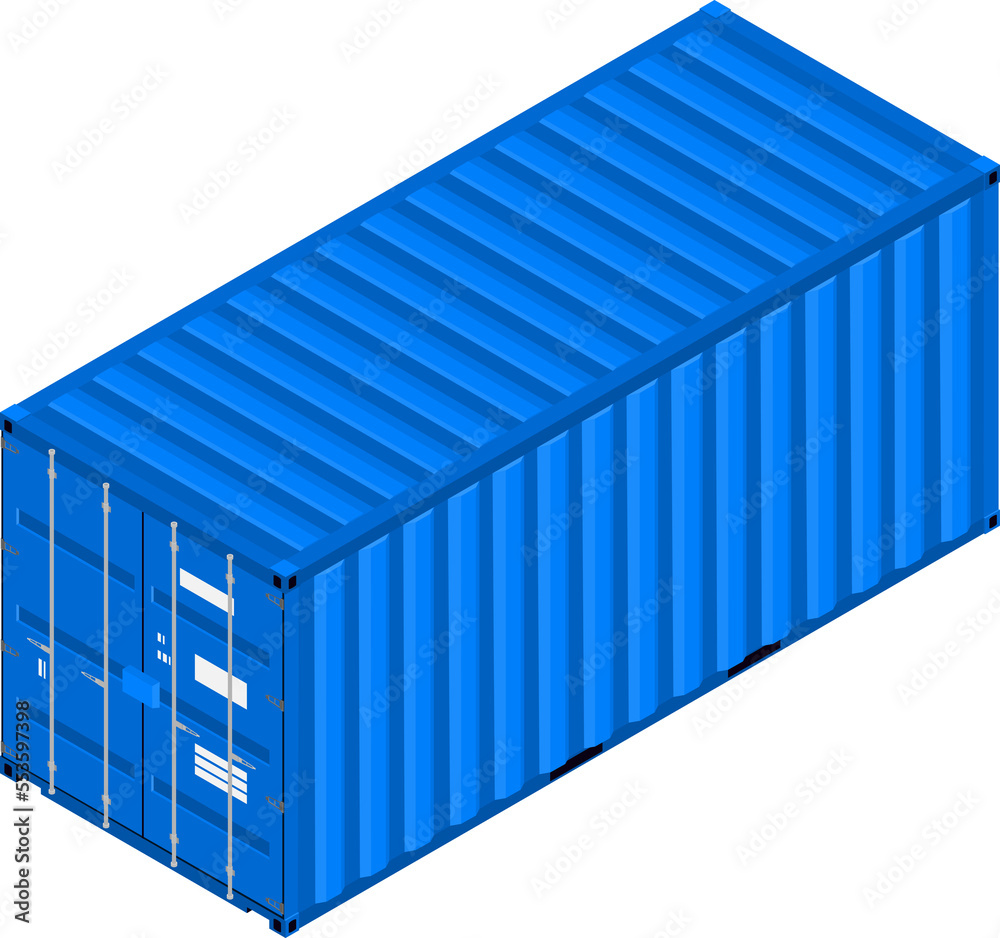 Isometric view of a shipping container. Isometric view of a shipping container.
