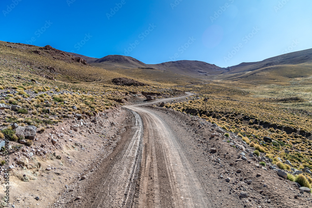 unpaved road in the South American Andes