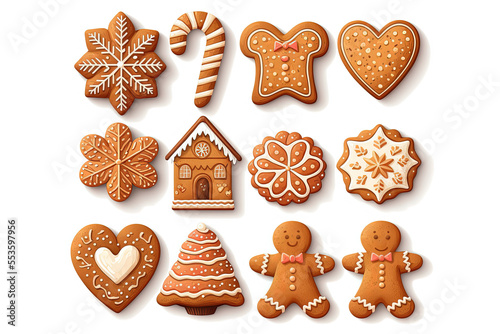 gingerbread cookies on white