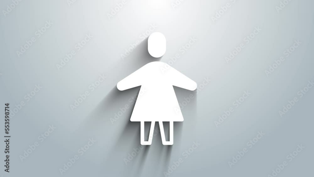 White Female icon isolated on grey background. Venus symbol. The symbol for a female organism or woman. 4K Video motion graphic animation White Female icon isolated on grey background. Venus symbol. The symbol for a female organism or woman. 4K Video motion graphic animation