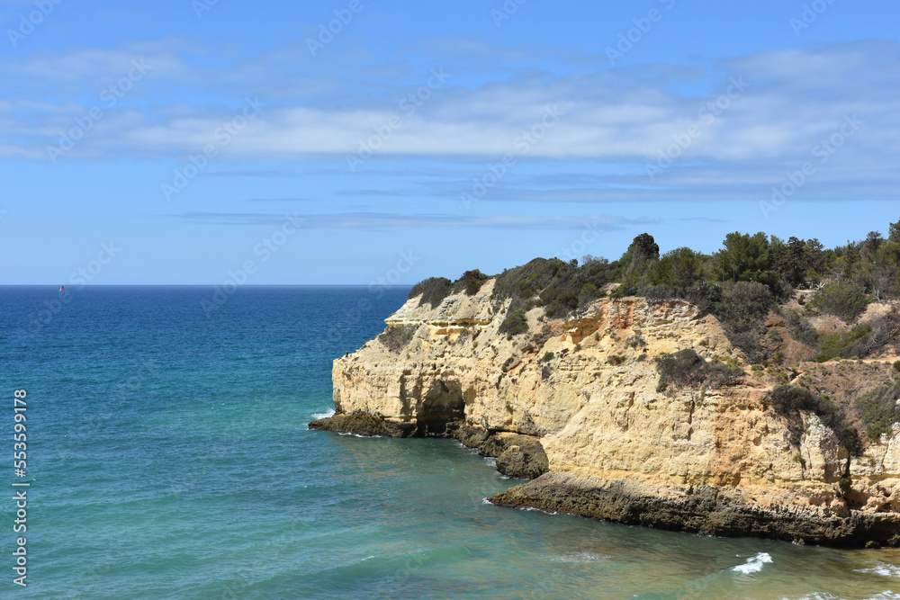 Scenic view of the cliffs near Armacao de Pera