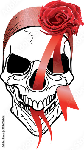 skull with moss hair and bandanna