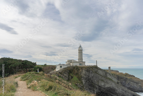 Fantastic cloudscape of the Cabo Mayor lighthouse in Santander, Spain