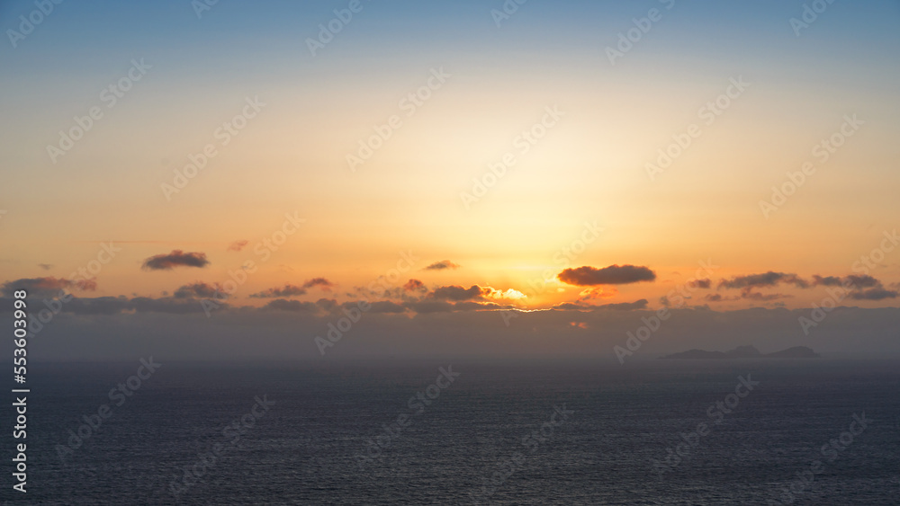 Beautiful view sunset Valentia Island Ring of Kerry Ireland Cromwell Point Lighthouse Geokaun summer