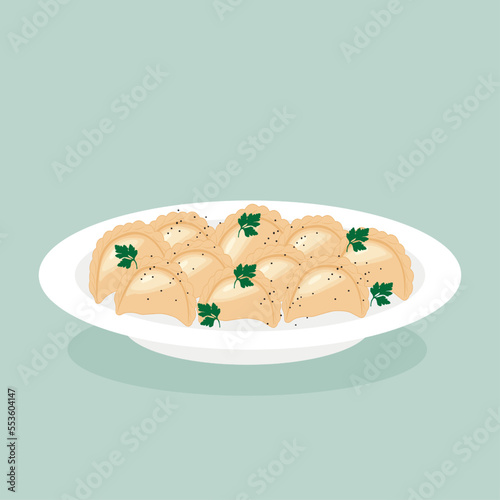 Dumplings with parsley dish of Ukrainian national cuisine