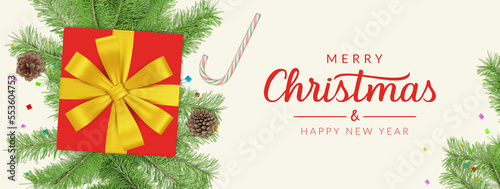 Merry Christmas and Happy New Year. Christmas banner