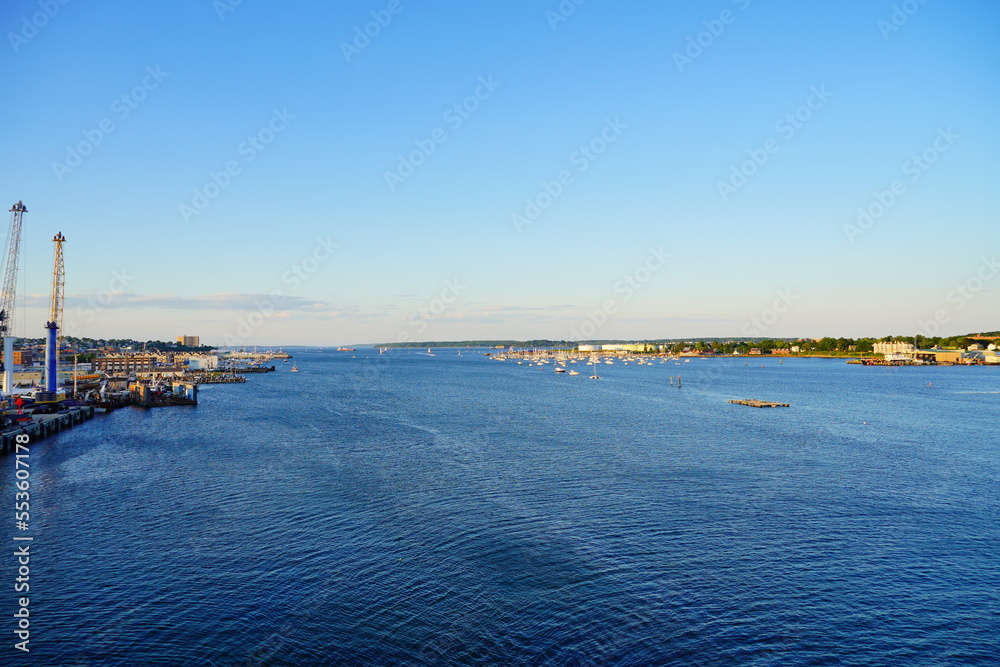 Landscape of Fore river in Portland, Maine, USA	