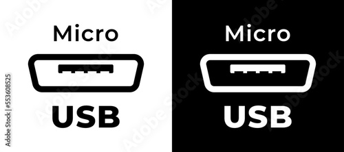 Vector icon symbol Micro USB. Cable connection Micro USB for mobile phone.	