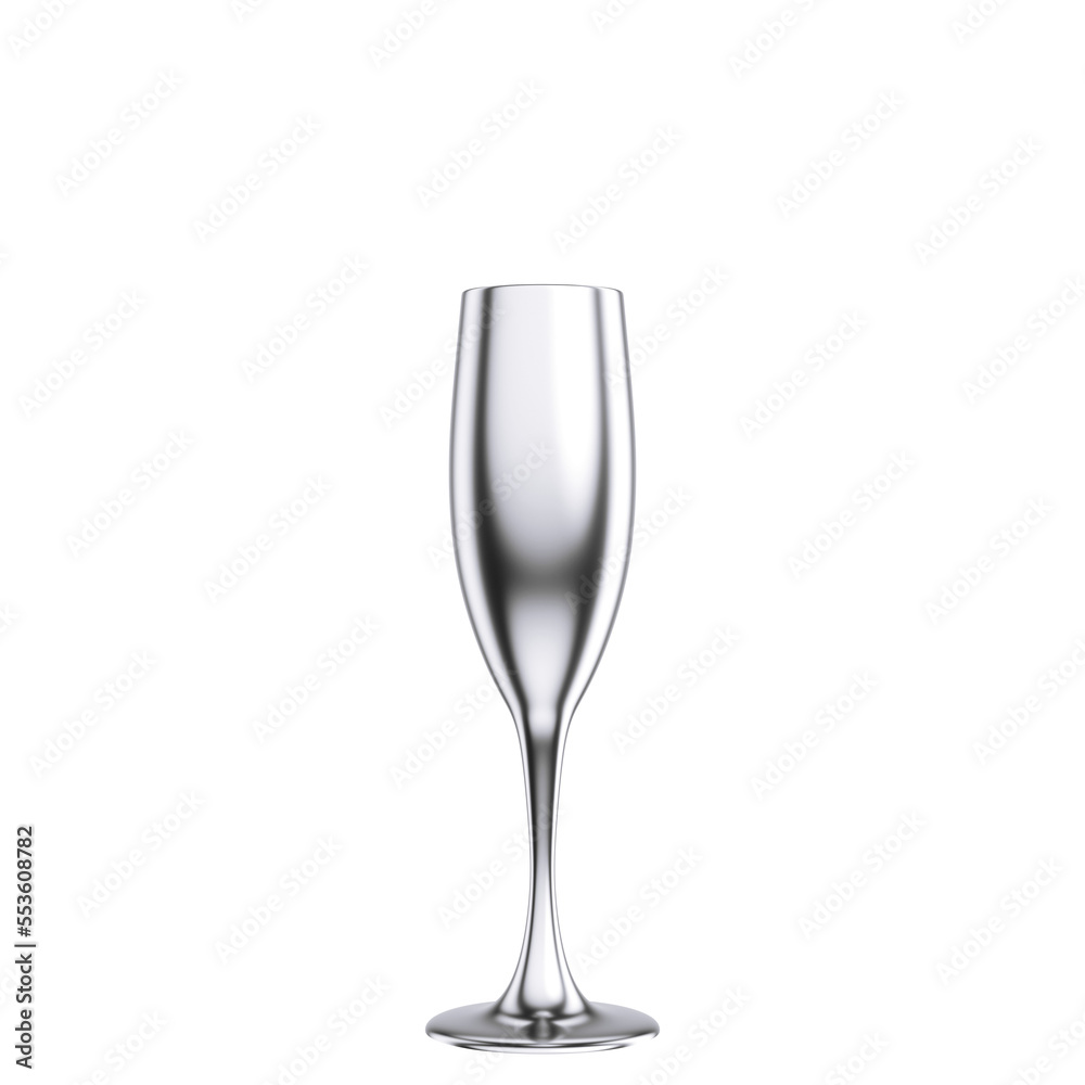 Taça de espumante prateada isolada 3d render Taça de espumante prateada isolada 3d render