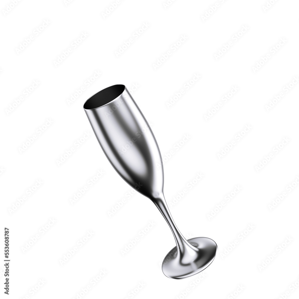 Taça de espumante prateada isolada 3d render