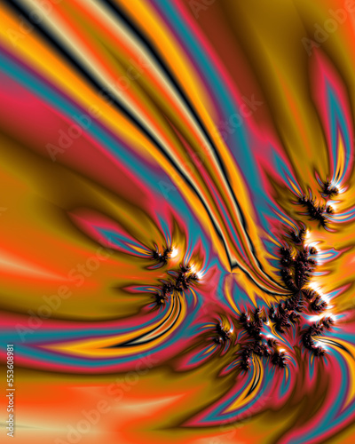 Fractal Graphical Abstract Painting Art Background Texture,Colorful Geometrical Artwork,Modern Conceptual Print 3D Rendering,3D Illustration