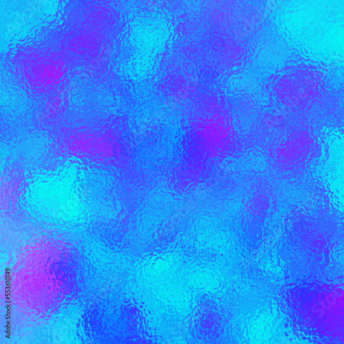 Blue glass vector background for flyers, cards, poster, cover design. Christmas art backdrop. Blurred stained glass window. Merry Christmas! Happy New Year! Winter template for design. Color bokeh.