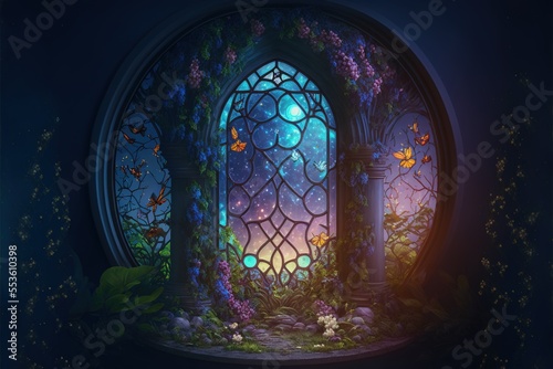 Fotografia A stained glass portal to a fantasy world