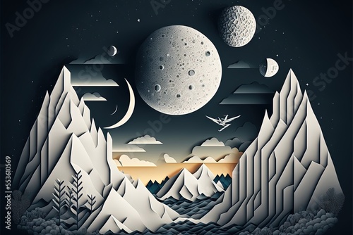 Vector graphics of a moon landscape photo