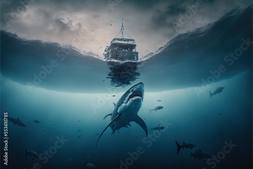 A kraken attacking a ship photo