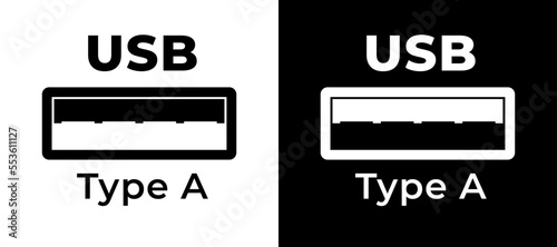 Vector icon symbol USB Type-A. Cable connection USB Type-A for mobile phone. 