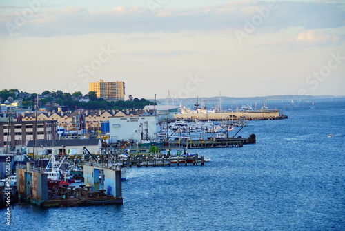 Sun set Landscape of Fore river in Portland, Maine, USA