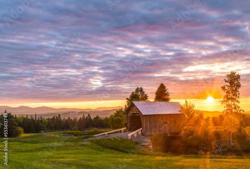 Photos A covered bridge in rural Vermont in peak fall