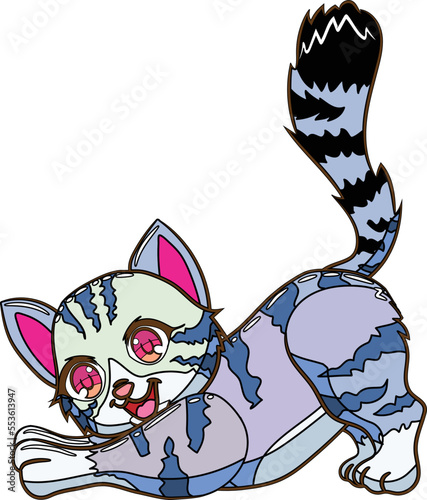 cartoon colorful cat set free vector