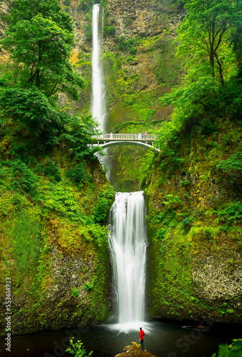 Multnomah Falls waterfall in the Oregon forest