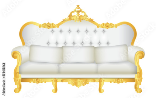 set of luxury throne chair golden colored isolated or red wedding chair royal golden. eps vector