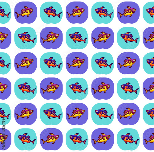 Seamless vector pattern made of cute cartoon fish