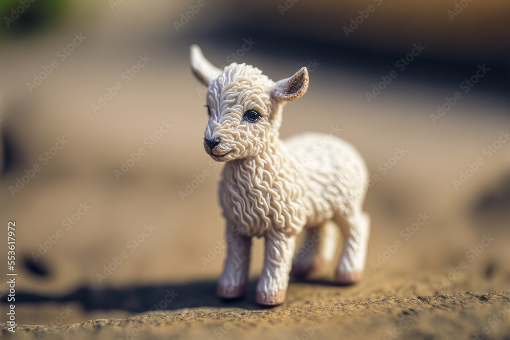 Obraz premium Baby Goat Kid Figurine Macro Photo