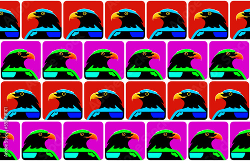 Seamless vector pattern made of eagle profiles