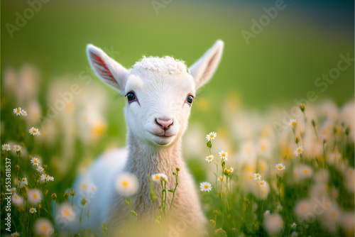 A Baby Goat In A Field Of Flowers