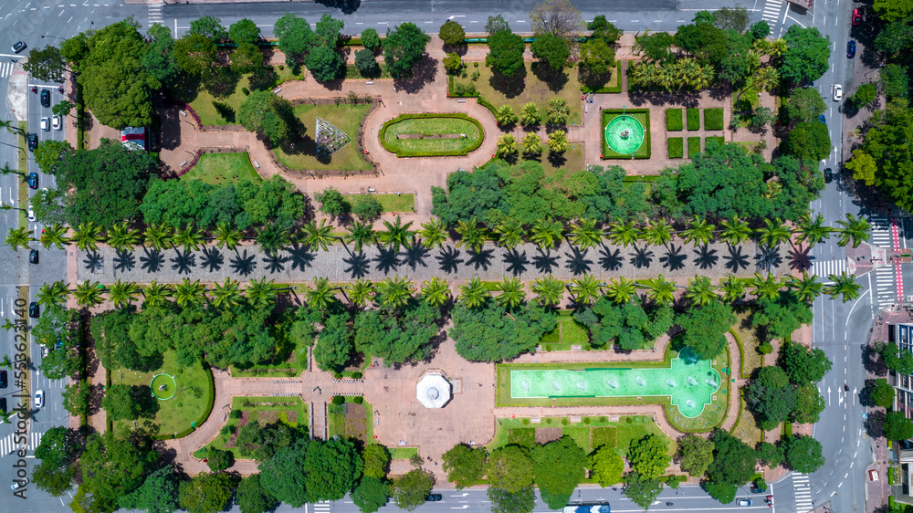 Aerial view of Praça da Liberdade in Belo Horizonte, Minas Gerais, Brazil. - obrazy, fototapety, plakaty 
