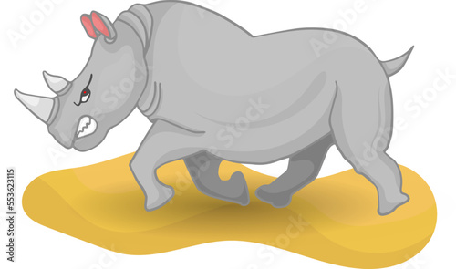 cartoon angry rhino. angry rhino cartoon running charging