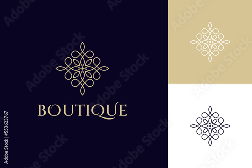 luxury and elegant flower logo icon design concept, golden floral mandala logo element for boutique, Beauty or spa salon Cosmetics brand logo template