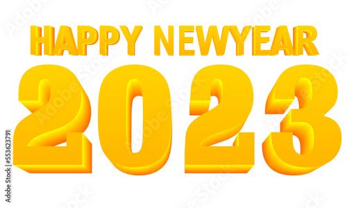 3D text New Year 2023 on a golden yellow theme