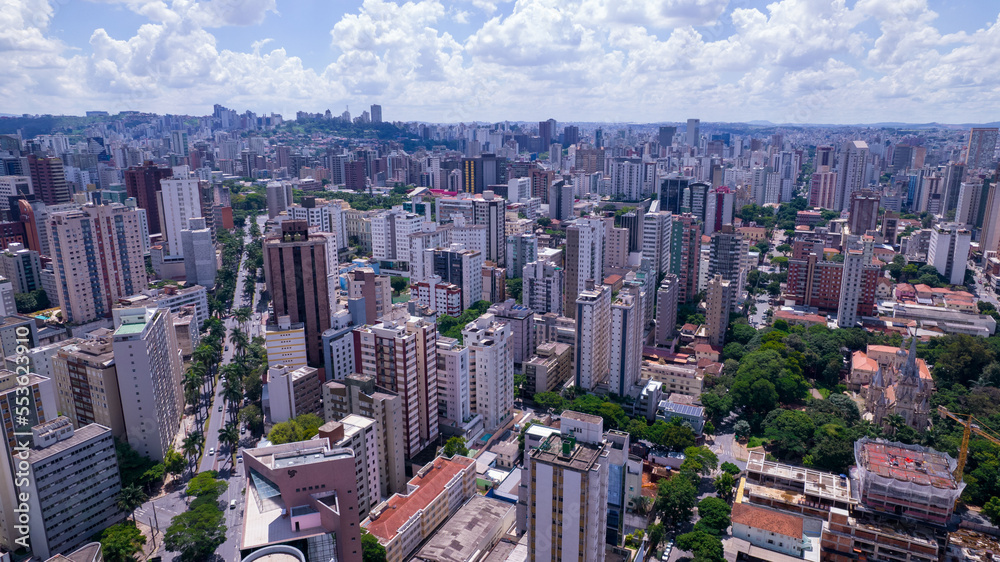 Fototapeta premium Aerial view of the central region of Belo Horizonte, Minas Gerais, Brazil. commercial buildings
