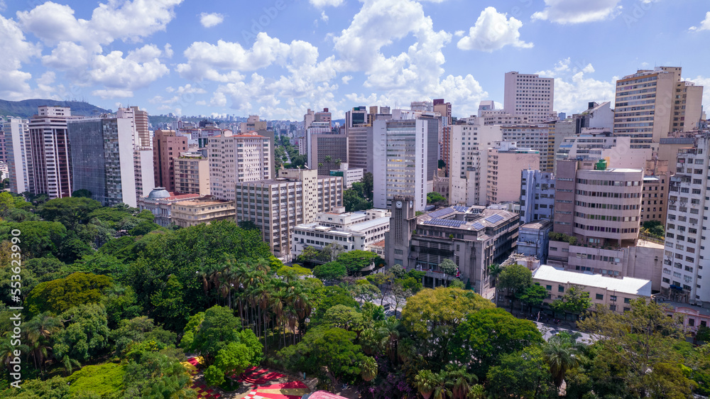 Aerial view of Américo Renné Giannetti Park, Belo Horizonte, Minas Gerais, Brazil. City center
