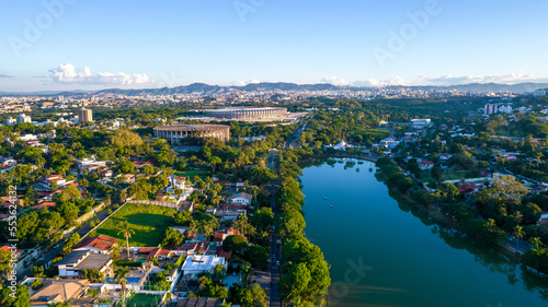 Aerial view of Lagoa da Pampulha in Minas Gerais, Belo Horizonte. photo